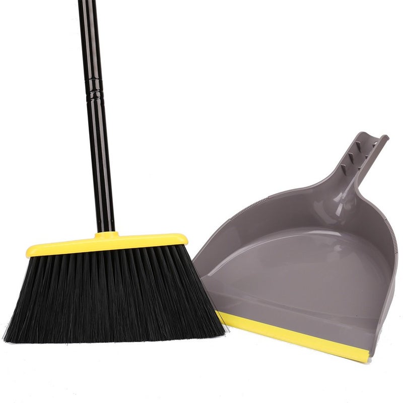 TreeLen Broom and Dustpan Set,IndoorBroom with Dust pan Combo Set for Home,Angle Kitchen Broom for Floor Sweeping - Image 1